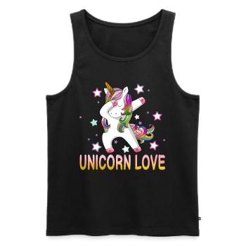 Unicorn Love - Men's Premium Organic Tank Top - black - Front - Michal (187cm)