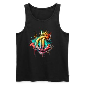 Buchstabe C als cooles Graffiti mit Krone 👑 - Männer Premium Bio Tank Top - Schwarz - Vorne - Michal (187cm)