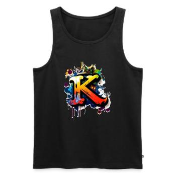 Graffiti Buchstabe K mit Krone 👑 - Männer Premium Bio Tank Top - Schwarz - Vorne - Michal (187cm)