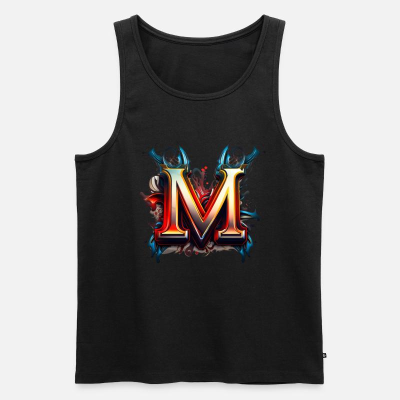 Graffiti Buchstabe M mit Krone 👑 - Männer Premium Bio Tank Top - Schwarz