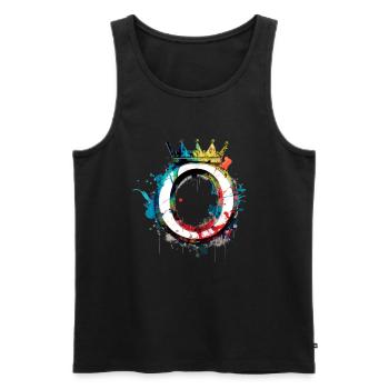 Graffiti Buchstabe O mit 👑 - Männer Premium Bio Tank Top - Schwarz - Vorne - Michal (187cm)