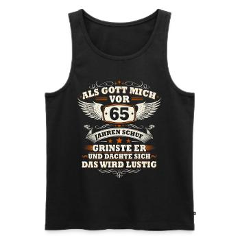 Als Gott mich vor 65 Jahren schuf 65 Geburtstag - Männer Premium Bio Tank Top - Schwarz - Vorne - Michal (187cm)