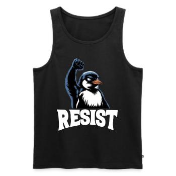 Penguin Protests Resistance Taxes - Men's Premium Organic Tank Top - black - Front - AI Model Male 178 light (178cm)