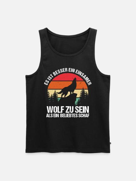 Bedre en ensom ulv enn en populær sau - Premium økologisk Tanktop for menn - svart