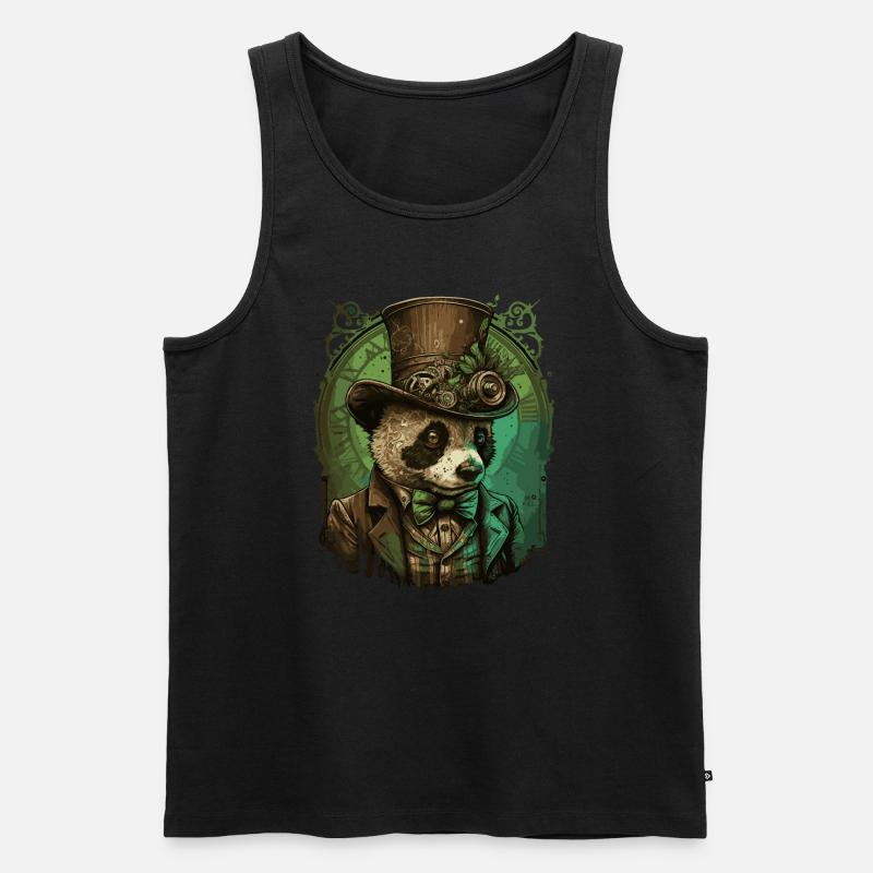Steampunk Pandabär - Männer Premium Bio Tank Top - Schwarz