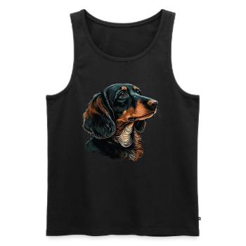 Dachshund - Men's Premium Organic Tank Top - black - Front - AI Model Male 178 light (178cm)