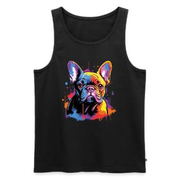 Bouledogue français mignon - Débardeur bio Premium Homme - noir - Devant - Michal (187cm)