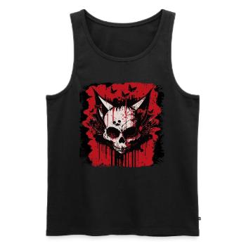 Crâne de chat zombie - Débardeur bio Premium Homme - noir - Devant - AI Model Male 178 light (178cm)