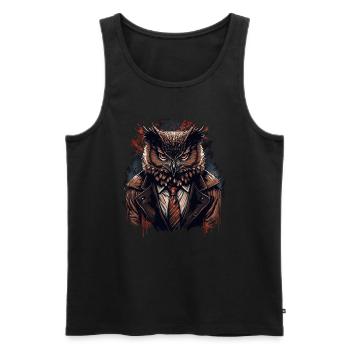 Hibou avec cravate - Débardeur bio Premium Homme - noir - Devant - Michal (187cm)