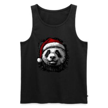 Panda de Noël - Débardeur bio Premium Homme - noir - Devant - AI Model Male 178 light (178cm)