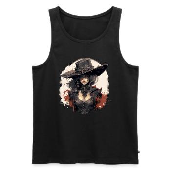 Emo Cowboy Steampunk Fille - Débardeur bio Premium Homme - noir - Devant - AI Model Male 178 light (178cm)