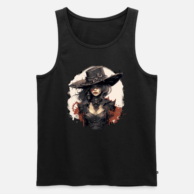 Emo Cowboy Steampunk Mädchen - Männer Premium Bio Tank Top - Schwarz