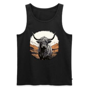 Schottisches Hochlandrind - Männer Premium Bio Tank Top - Schwarz - Vorne - Michal (187cm)