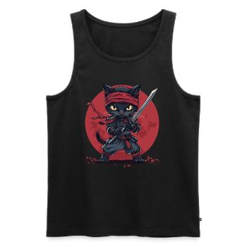 Ninja Cat - Men's Premium Organic Tank Top - black - Front - Michal (187cm)