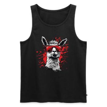 Funny Llama Alpaca - Men's Premium Organic Tank Top - black - Front - AI Model Male 178 light (178cm)