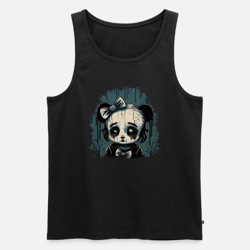 Trauriges Gothic Panda Mädchen - Männer Premium Bio Tank Top - Schwarz
