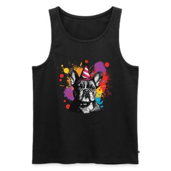 Fête du bouledogue français - Débardeur bio Premium Homme - noir - Devant - AI Model Male 178 light (178cm)