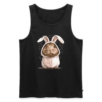 Cochon d’Inde en costume de lapin - Débardeur bio Premium Homme - noir - Devant - Michal (187cm)