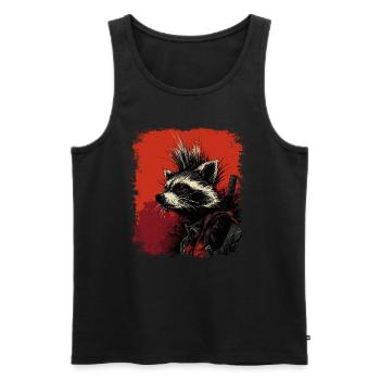 Raton laveur Ninja Punk - Débardeur bio Premium Homme - noir - Devant - Michal (187cm)