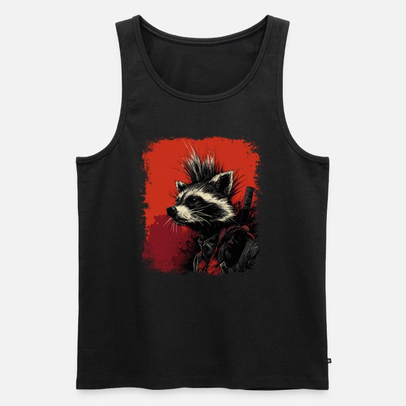 Waschbär Ninja Punk - Männer Premium Bio Tank Top - Schwarz