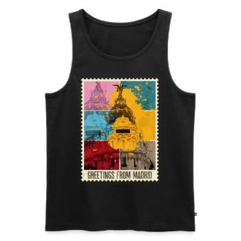 Madrid Spain City Skyline Stamp Colorful - Men's Premium Organic Tank Top - black - Front - Michal (187cm)