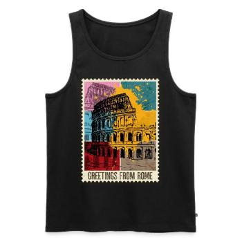 Rome Rome Italy City Skyline Stamp Colorful - Men's Premium Organic Tank Top - black - Front - Michal (187cm)
