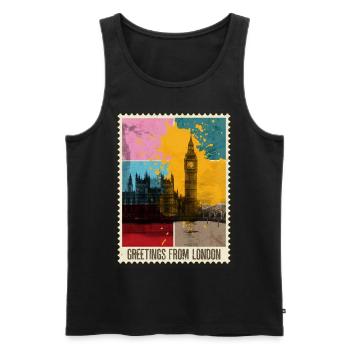 London England UK City Skyline Stamp Colorful - Men's Premium Organic Tank Top - black - Front - Michal (187cm)