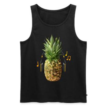L’ananas écoute de la musique forte - Débardeur bio Premium Homme - noir - Devant - AI Model Male 178 light (178cm)