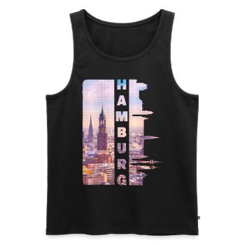 Hambourg Allemagne Ville Skyline Accueil Amour - Débardeur bio Premium Homme - noir - Devant - AI Model Male 178 light (178cm)