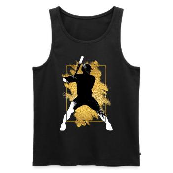 Joueur de baseball Gold Splash Grunge - Débardeur bio Premium Homme - noir - Devant - Michal (187cm)