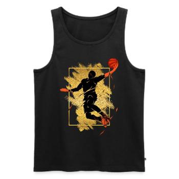 Basketball Basketball Player Dunking Gold Splash - Men's Premium Organic Tank Top - black - Front - AI Model Male 178 light (178cm)