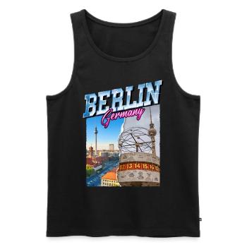 Berlin Germany City Skyline Vintage Retro - Men's Premium Organic Tank Top - black - Front - AI Model Male 178 light (178cm)
