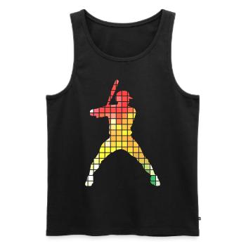 Baseball Joueur de baseball Pixel coloré Vintage Rétro - Débardeur bio Premium Homme - noir - Devant - Michal (187cm)
