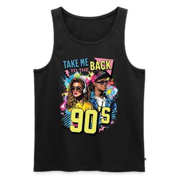 90s 90s Music Colorful Party Carnival Costume - Men's Premium Organic Tank Top - black - Front - Michal (187cm)