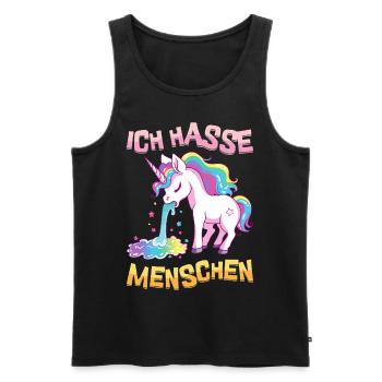 Ich Hasse Menschen Einhorn Kotzt Regenbogen Lustig - Männer Premium Bio Tank Top - Schwarz - Vorne - AI Model Male 178 light (178cm)