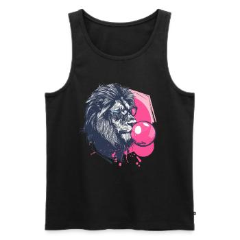 Lion avec chewing-gum et verres - Débardeur bio Premium Homme - noir - Devant - Michal (187cm)