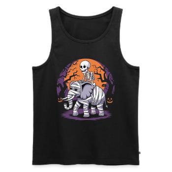 Skeleton riding an elephant on Halloween - Men's Premium Organic Tank Top - black - Front - AI Model Male 178 light (178cm)