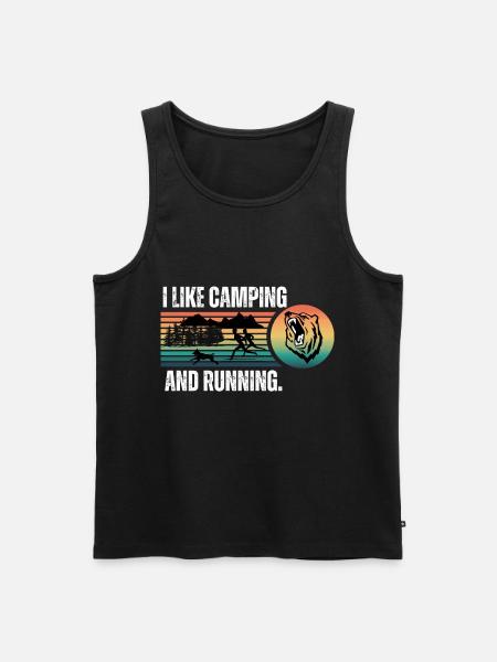 I like camping and running - Men's Premium Organic Tank Top - black