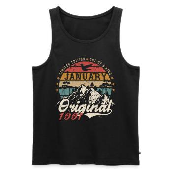 Januar 1991 Geburtstagsgeschenk - Januar 1991 - Männer Premium Bio Tank Top - Schwarz - Vorne - Michal (187cm)