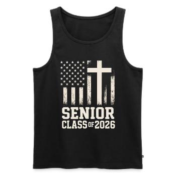 Senior Class 2026 Cross Flag - Men's Premium Organic Tank Top - black - Front - AI Model Male 178 light (178cm)