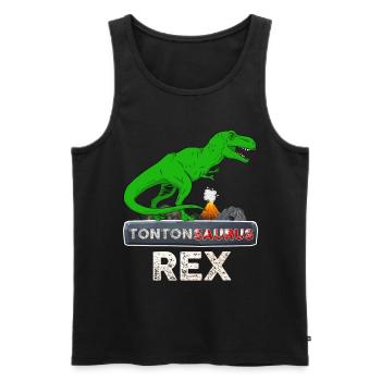 Tonton saurus Rex Humour Dinosaure Futur Oncle - Débardeur bio Premium Homme - noir - Devant - Michal (187cm)