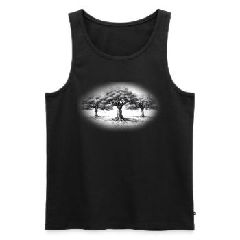Baum Wald schwarzweiss schwarz weiss - Männer Premium Bio Tank Top - Schwarz - Vorne - AI Model Male 178 light (178cm)