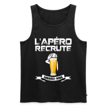 l'apéro recrute engagez-vous humour militaire - Débardeur bio Premium Homme - noir - Devant - Michal (187cm)