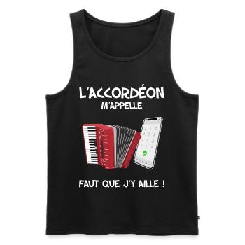 Accordeon humour. l'accordéon m'appelle - Débardeur bio Premium Homme - noir - Devant - Michal (187cm)