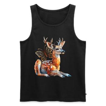 Cerf - Débardeur bio Premium Homme - noir - Devant - Michal (187cm)