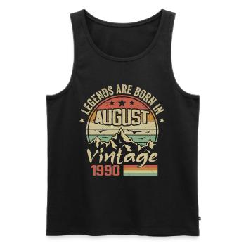 August 1990 Jubiläum 1990 - Legenden August 1990 - Männer Premium Bio Tank Top - Schwarz - Vorne - Michal (187cm)