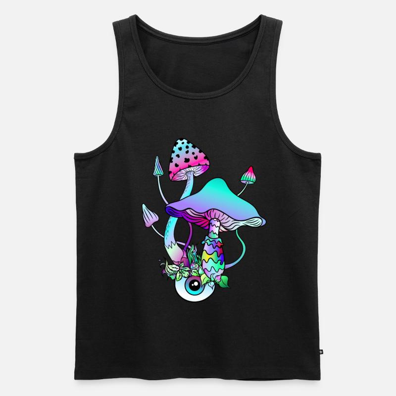 Magic Mushrooms Psychedelic Art - Männer Premium Bio Tank Top - Schwarz