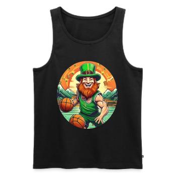 St. Patrick's Day Kleeblatt Basketball - Männer Premium Bio Tank Top - Schwarz - Vorne - Michal (187cm)