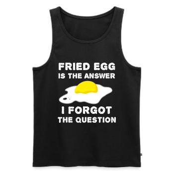 Fried Egg Funny - Men's Premium Organic Tank Top - black - Front - AI Model Male 178 light (178cm)
