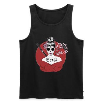 Japanische Geisha Sugar Skull - Männer Premium Bio Tank Top - Schwarz - Vorne - AI Model Male 178 light (178cm)
